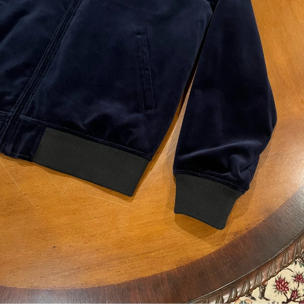NEW NWOT J.Crew Ludlow Navy Velvet Bomber Jacket Tuxedo Stripe Navy Large